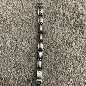 Sterling silver and diamond men’s bracelet.